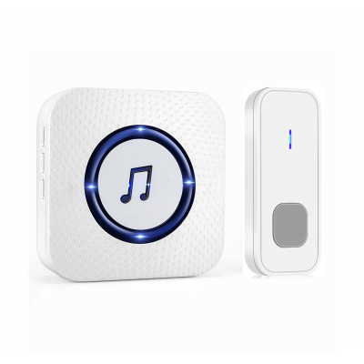 433Mhz Frequency Smart Home Wireless Doorbell with 12V Battery push button and Eye-Catching Flashing Indicators for the deaf